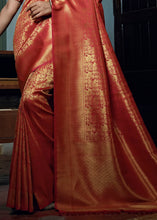 Load image into Gallery viewer, Orange Red Woven Kanjivaram Silk Saree