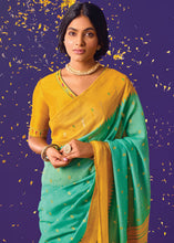 Load image into Gallery viewer, Green &amp; Yellow Printed Paithani Silk Saree with Embroidered Blouse