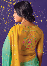 Load image into Gallery viewer, Green &amp; Yellow Printed Paithani Silk Saree with Embroidered Blouse