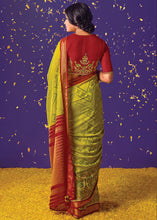 Load image into Gallery viewer, Avocado Green Printed Paithani Silk Saree with Embroidered Blouse