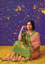 Load image into Gallery viewer, Light Peach Pink Printed Paithani Silk Saree with Embroidered Blouse