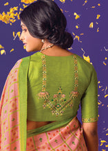 Load image into Gallery viewer, Light Peach Pink Printed Paithani Silk Saree with Embroidered Blouse