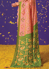 Load image into Gallery viewer, Light Peach Pink Printed Paithani Silk Saree with Embroidered Blouse