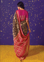 Load image into Gallery viewer, Chocolate Brown Printed Paithani Silk Saree with Embroidered Blouse