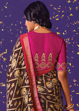 Load image into Gallery viewer, Chocolate Brown Printed Paithani Silk Saree with Embroidered Blouse