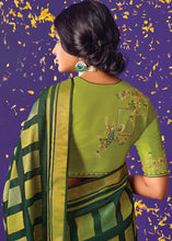 Cargar imagen en el visor de la galería, Shades Of Green Printed Paithani Silk Saree with Embroidered Blouse