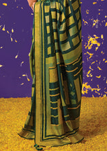 Cargar imagen en el visor de la galería, Shades Of Green Printed Paithani Silk Saree with Embroidered Blouse