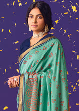 Load image into Gallery viewer, Blue &amp; Orange Printed Paithani Silk Saree with Embroidered Blouse