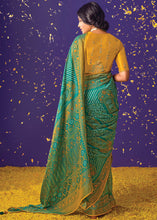 Load image into Gallery viewer, Teal Blue Printed Silk Saree with Embroidered Blouse