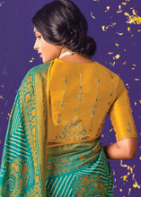 Load image into Gallery viewer, Teal Blue Printed Silk Saree with Embroidered Blouse