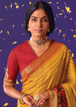 Load image into Gallery viewer, Mustard Yellow Printed Paithani Silk Saree with Embroidered Blouse