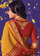 Load image into Gallery viewer, Mustard Yellow Printed Paithani Silk Saree with Embroidered Blouse