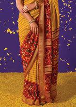 Load image into Gallery viewer, Mustard Yellow Printed Paithani Silk Saree with Embroidered Blouse