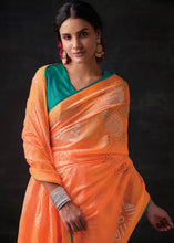 Load image into Gallery viewer, Sunrise Orange Bandhani Print Soft Silk Saree with Contrast Blouse