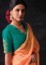Load image into Gallery viewer, Sunrise Orange Bandhani Print Soft Silk Saree with Contrast Blouse