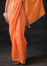 Load image into Gallery viewer, Sunrise Orange Bandhani Print Soft Silk Saree with Contrast Blouse