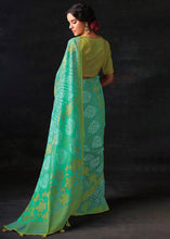 Load image into Gallery viewer, Light Turquoise Blue Bandhani Print Soft Silk Saree with Contrast Blouse