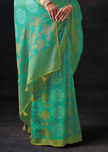 Load image into Gallery viewer, Light Turquoise Blue Bandhani Print Soft Silk Saree with Contrast Blouse