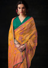 Load image into Gallery viewer, Apricot Orange Bandhani Print Soft Silk Saree with Contrast Blouse