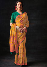 Load image into Gallery viewer, Apricot Orange Bandhani Print Soft Silk Saree with Contrast Blouse