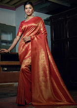 Load image into Gallery viewer, Orange Red Woven Kanjivaram Silk Saree