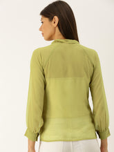 Load image into Gallery viewer, Tie up collar shirt blouse