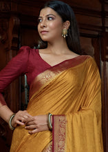 Load image into Gallery viewer, Dandelion Yellow Woven Designer Satin Silk Saree