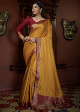 Load image into Gallery viewer, Dandelion Yellow Woven Designer Satin Silk Saree