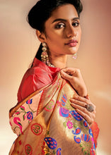 Load image into Gallery viewer, Salmon Pink Woven Banarasi Paithani Silk Saree