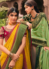Load image into Gallery viewer, Fern Green Woven Banarasi Silk Saree with Embroidered Blouse
