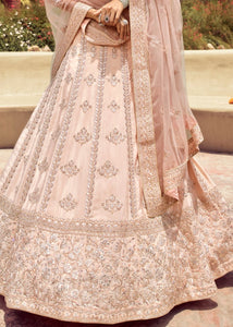 Shell Pink Crepe Lehenga Choli with Resham, Gota & Zarkan work