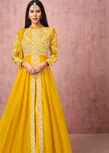 Load image into Gallery viewer, Butter Yellow Designer Georgette Anarkali Suit with Embroidered work