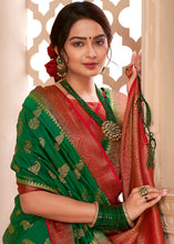 Load image into Gallery viewer, Forest Green Woven Banarasi Silk Saree with Overall Butti work
