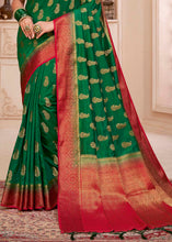 Load image into Gallery viewer, Forest Green Woven Banarasi Silk Saree with Overall Butti work