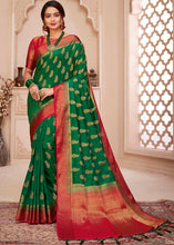 Load image into Gallery viewer, Forest Green Woven Banarasi Silk Saree with Overall Butti work