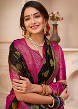 Load image into Gallery viewer, Jade Black Woven Banarasi Silk Saree with Overall Butti work