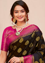 Load image into Gallery viewer, Jade Black Woven Banarasi Silk Saree with Overall Butti work