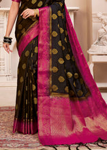 Load image into Gallery viewer, Jade Black Woven Banarasi Silk Saree with Overall Butti work
