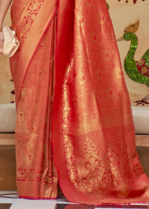 Crimson Red Zari Woven Kanjivaram Silk Saree