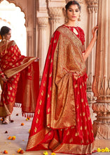 Carica l&#39;immagine nel visualizzatore Galleria,Chilli Red Zari Woven Silk Saree with Tassels on Pallu