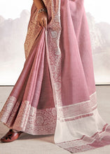 Carica l&#39;immagine nel visualizzatore Galleria,Light Lilac Purple Soft Linen Silk Saree with Lucknowi work and Sequence Blouse