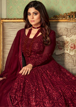 Load image into Gallery viewer, Barn Red Georgette Embroidered Anarkali Suit