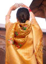 Load image into Gallery viewer, Mustard Yellow Floral Zari Woven Dola Silk Saree