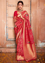 Load image into Gallery viewer, Amaranth Red Floral Zari Woven Dola Silk Saree