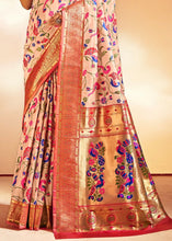 Load image into Gallery viewer, Salmon Pink Woven Banarasi Paithani Silk Saree