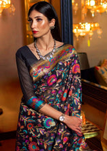 Load image into Gallery viewer, Pebble Black Banarasi Jamawar Woven Silk Saree : Top Pick