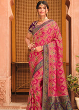 Load image into Gallery viewer, Magenta Pink Woven Banarasi Silk Saree with Embroidered Blouse