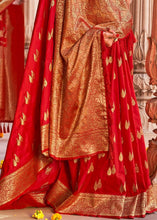 Carica l&#39;immagine nel visualizzatore Galleria,Chilli Red Zari Woven Silk Saree with Tassels on Pallu