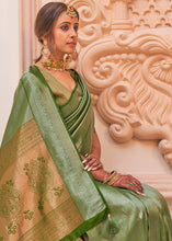 Load image into Gallery viewer, Pear Green Woven Designer Silk Saree