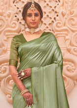 Load image into Gallery viewer, Pear Green Woven Designer Silk Saree